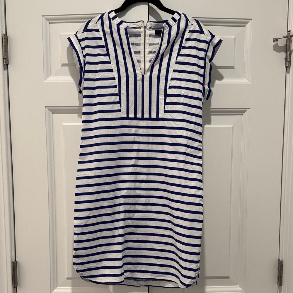 J. Crew Purple and White Striped Mini Dress